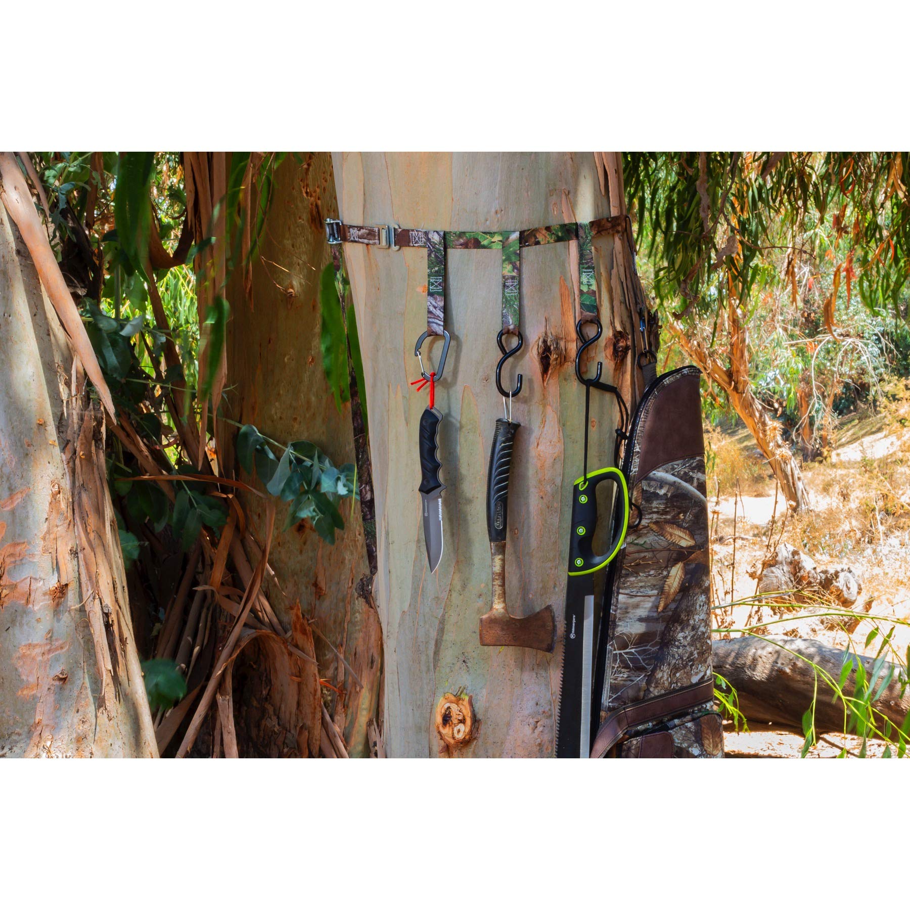 Camo Gear Realtree Hanger Tree Strap, 8 Movable Metal Hooks, Hunting, Camping - 240313