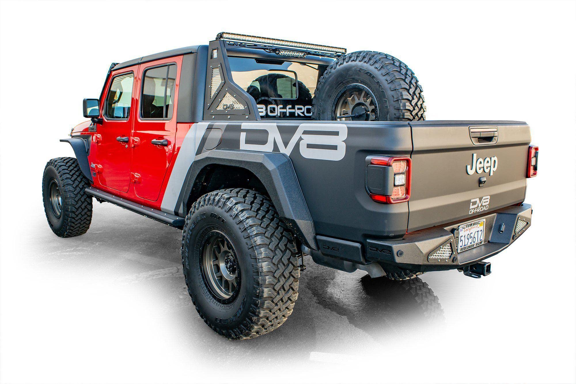 Spare Tire Mount DV8 Offroad for The 2020-2025 Jeep Gladiator JT | Vertical in-Bed Design | Accommodates up to 42" Tire | Mounts Either Bed Rail | Powder Coat Finish