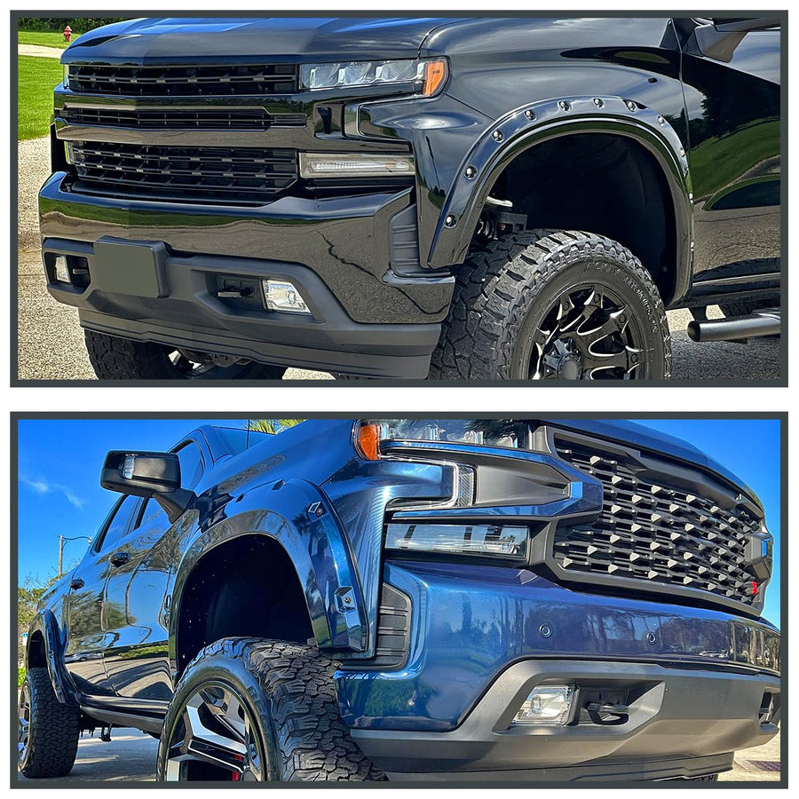 Chrome LED Fog Lights SPEC-D TUNING with Universal Wiring and Switch Compatible with 2019-2022 Chevrolet Silverado 1500, 2020-2022 Silverado 2500HD/3500HD