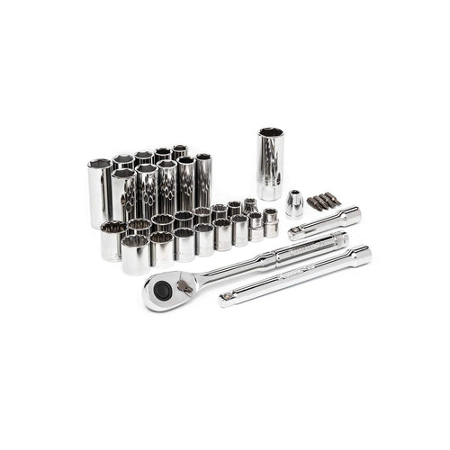 Crescent 35 Piece 6 and 12 Point 3/8" Drive Standard & Deep SAE/Metric Mechanics Tool Set - CTK35