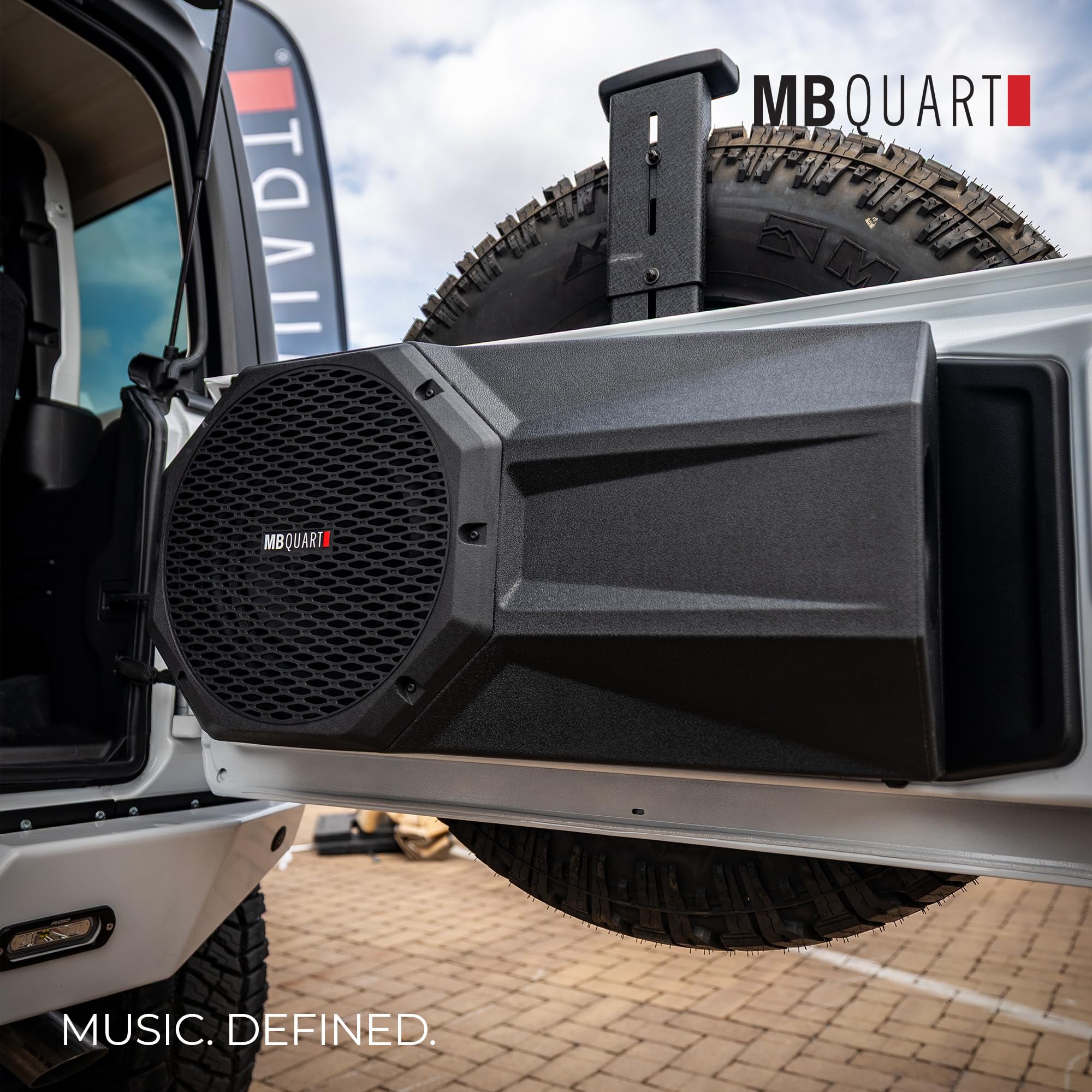 MB Quart 400W MBQJL-302 Jeep Wrangler JL Tailgate Mounted Powered Subwoofer System with Amplifier, Car Audio Bass Kit for Deep Low-End Sound Upgrade
