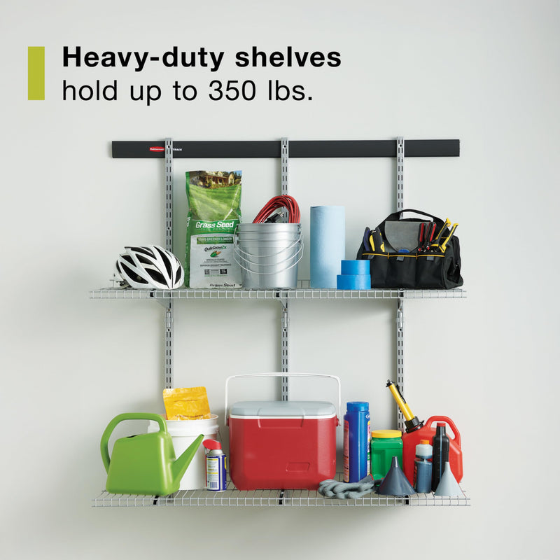 Fasttrack Rubbermaid Rail Storage 48"x16" 3-Shelf Kit, 350 lbs. Per Shelf, for Home/Garage/Shed/Workshop Organization