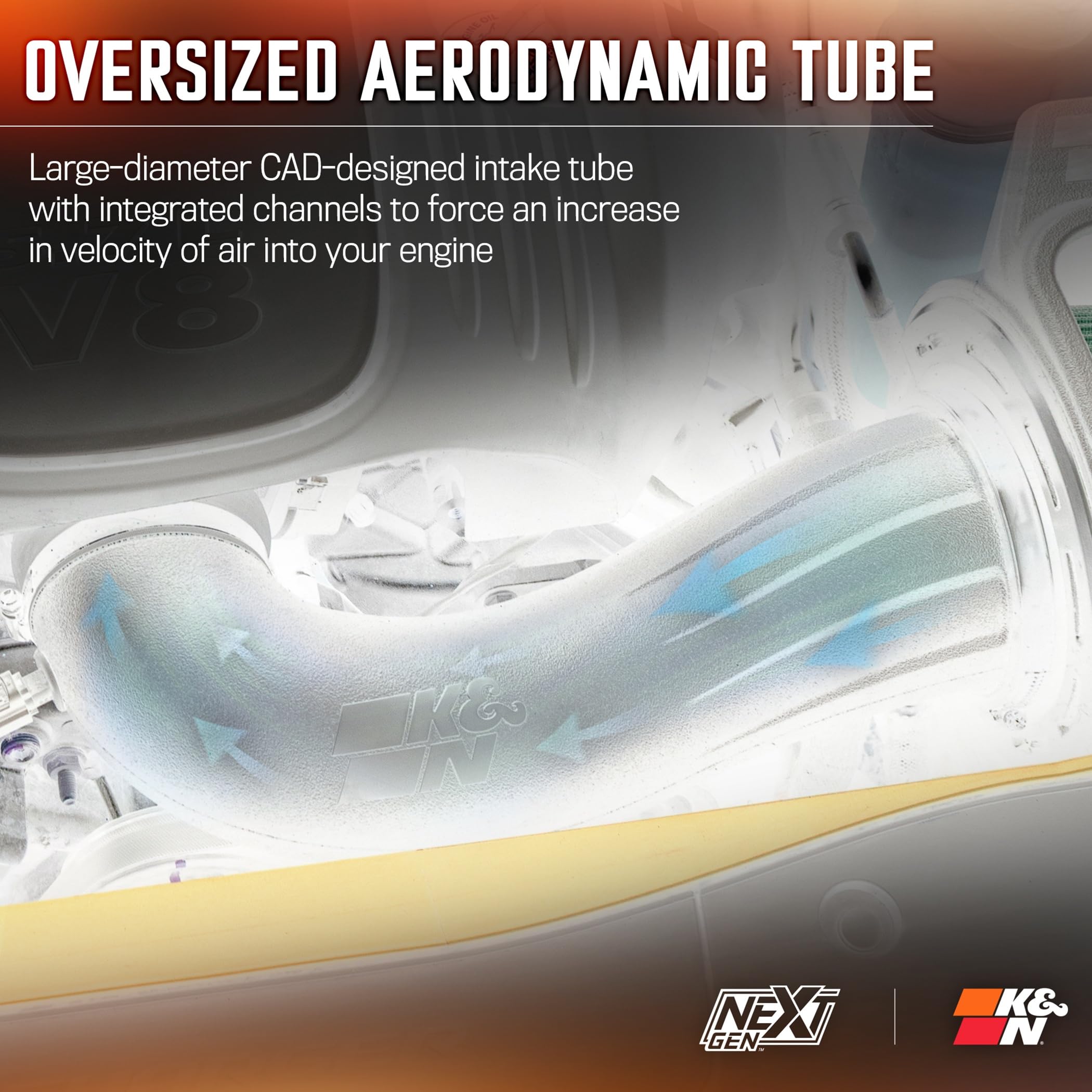 NextGen K&N Cold Air Intake System: High-Flow Cotton Filter: Compatible with 2020-2022 Ford: F250, F350, 50-2593