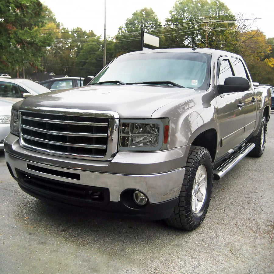 Smoke Headlights w/LED Bar SPEC-D TUNING Compatible with 2007-2013 GMC Sierra 1500, 2500HD, 3500HD, Left + Right Pair Headlamp Assembly