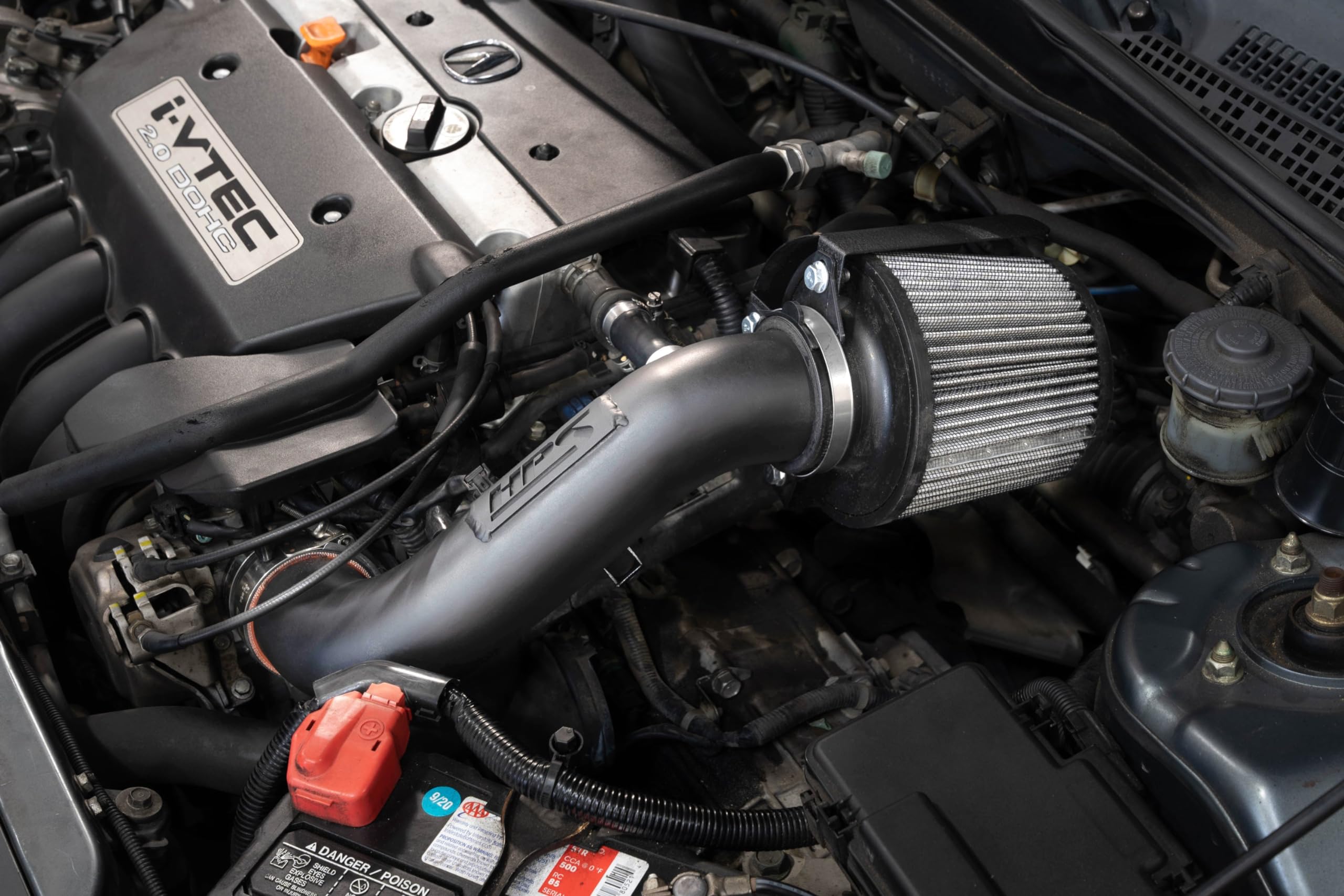 HPS Air Intake Kit Polished with Heat Shield Compatible for 2002-2006 Acura RSX Base 2.0L 2002-2004 Honda CR-V 2.4L, 827-724P
