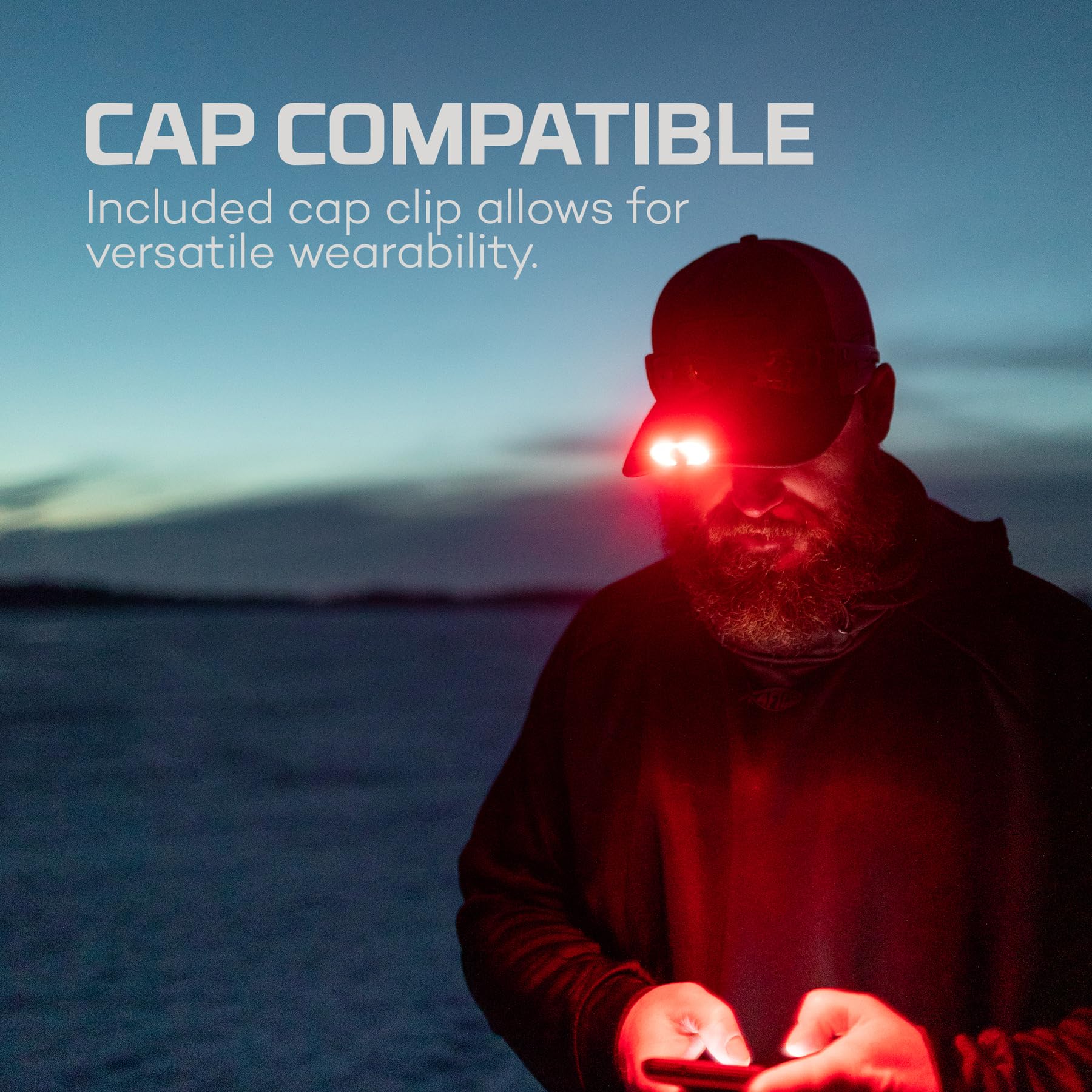 NEBO 500+ MYCRO Rechargeable Headlamp | 500 Lumens, 7 Light Modes, Water Resistant, Detachable Hat Clip, Super Bright Head Lamp for Camping & Hiking, Includes Micro USB-C Charging Cable