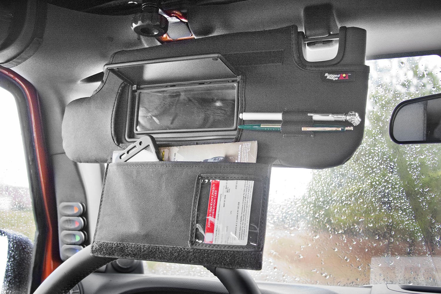 Sun Visor Organizer Kit, Black | Rugged Ridge | 13305.08 | Fits 2010-2018 Jeep Wrangler JK