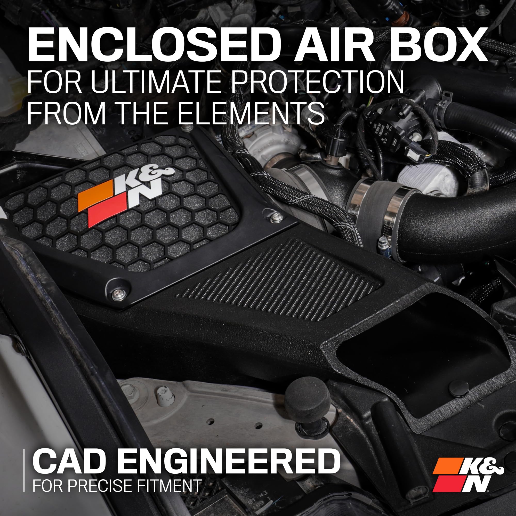 Cold Air Intake System K&N: Dry-Flow Air Filter, Increase Performance & Towing: Compatible with 2021-2024 FORD: Bronco, 30-2619