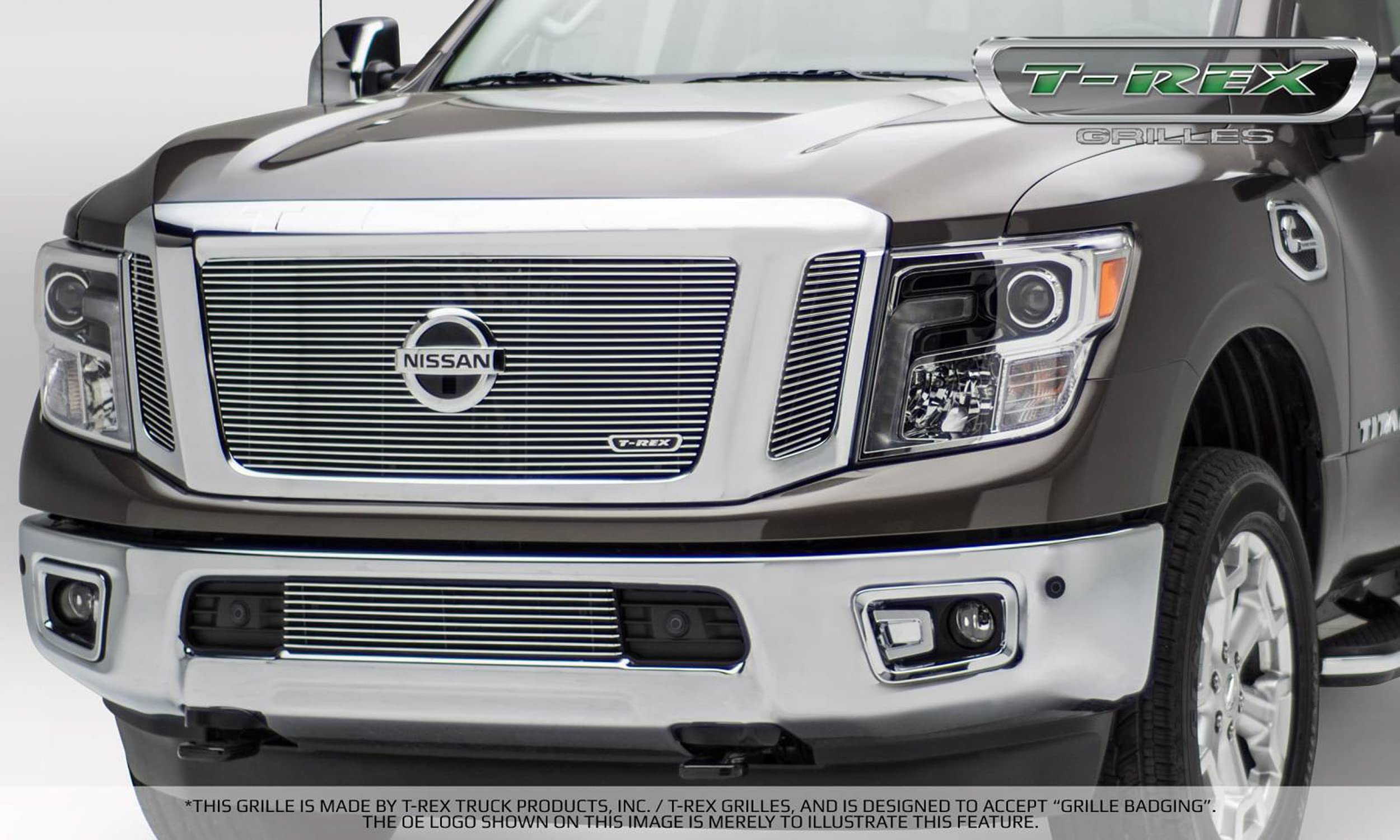 2016-2019 Titan T-Rex Grilles Billet Grille, Polished, 3 Pc, Insert, Fits Vehicles with Camera - PN #20785