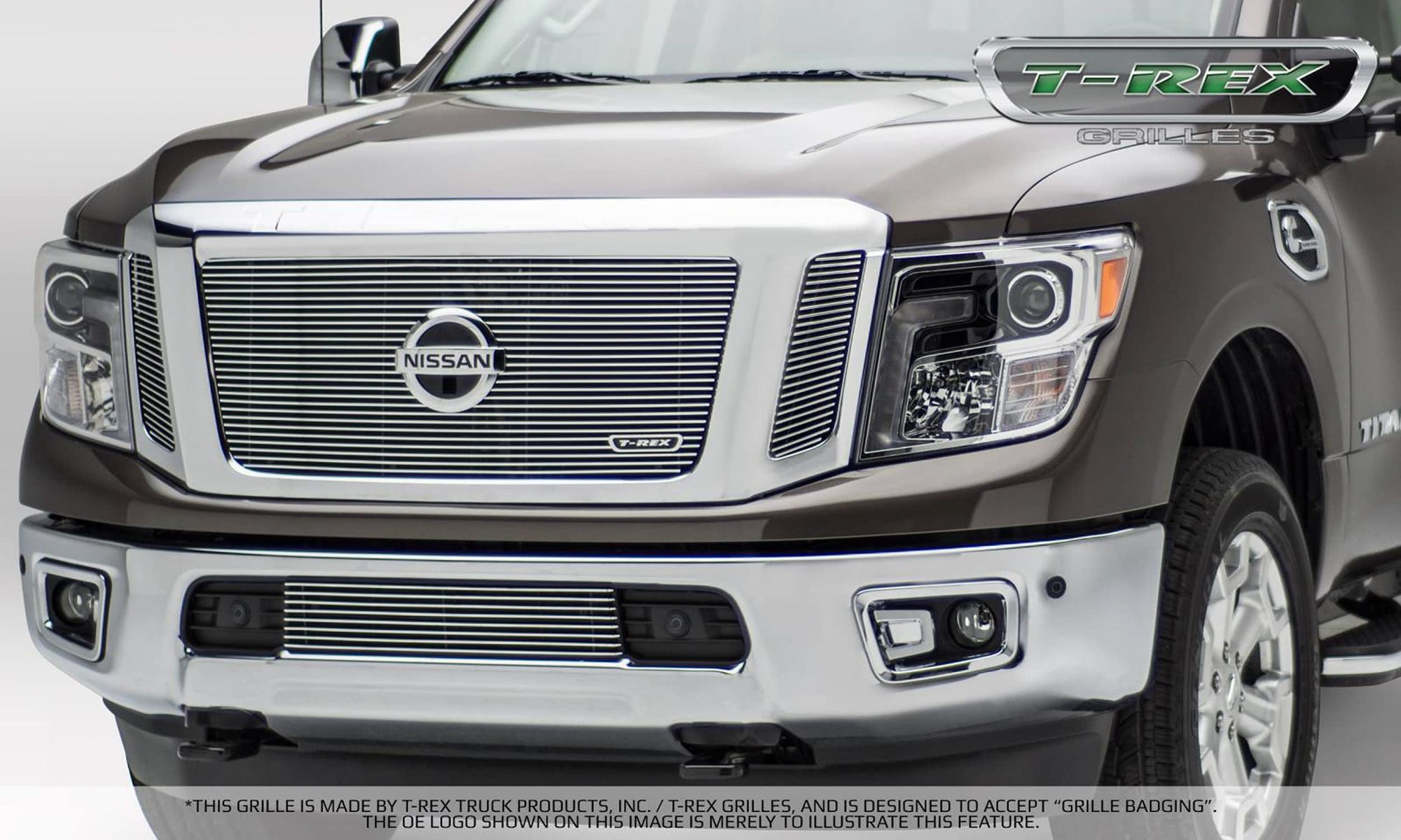 2016-2019 Titan T-Rex Grilles Billet Grille, Polished, 3 Pc, Insert, Fits Vehicles with Camera - PN #20785