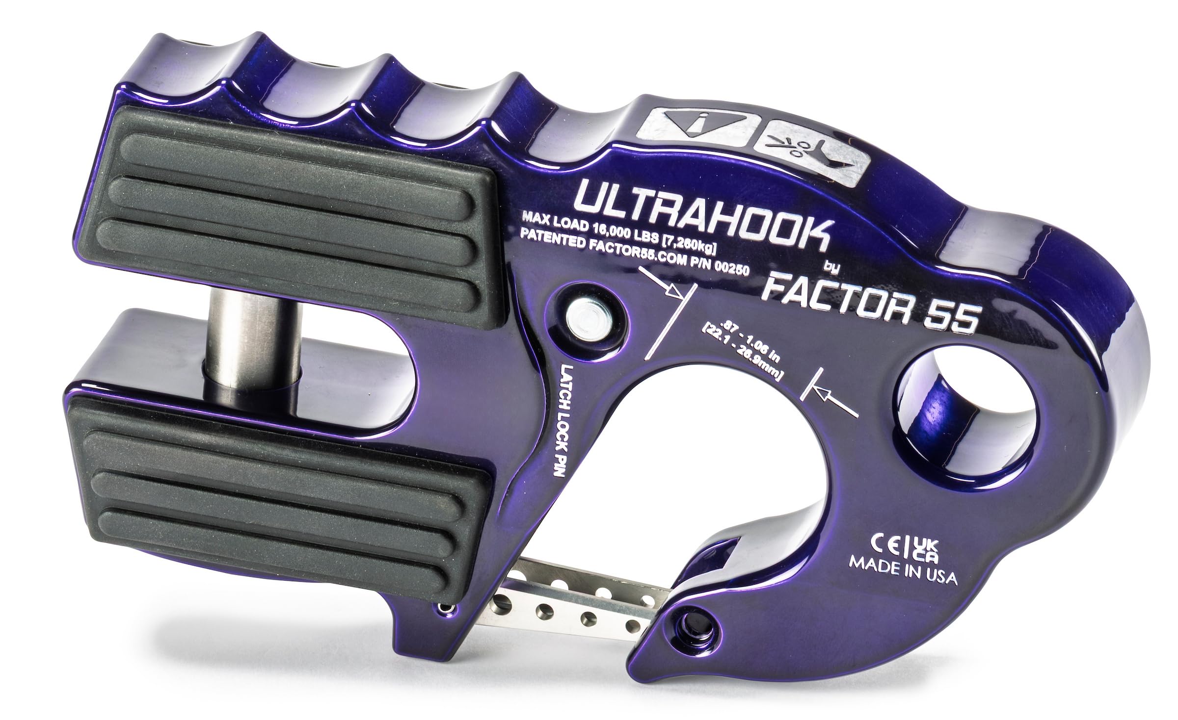 Ultrahook Winch Hook Factor 55 Closed System Shackle Max Load 16,000 lbs ULT Strength Shackle Pin Mount 48,000 lbs Offroad 4x4 Adventure – Purple