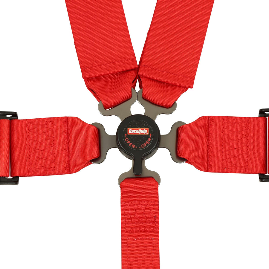 5 Point Harness Racequip 741011RQP - Sportsman - Camlock - SFI 16.1 - Pull Down Adjust - Bolt-On/Wrap Around Red
