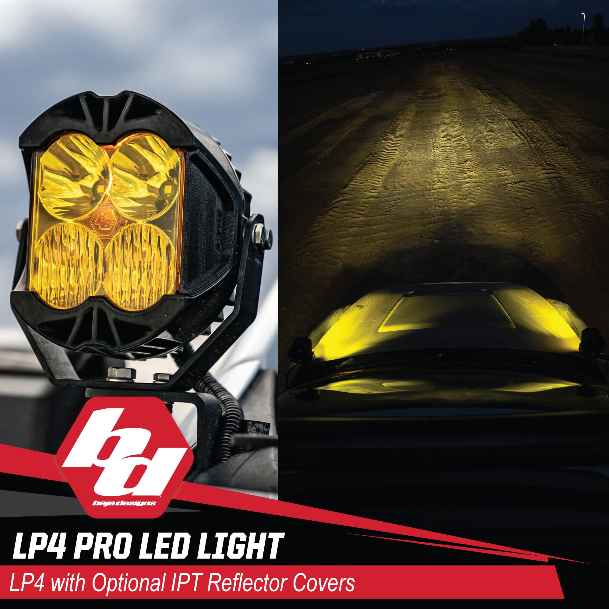 Baja Designs LP4 Pro LED Light Pod for Off Road Jeeps, Truck, UTV, ATV (Driving/Combo Lens; Amber)