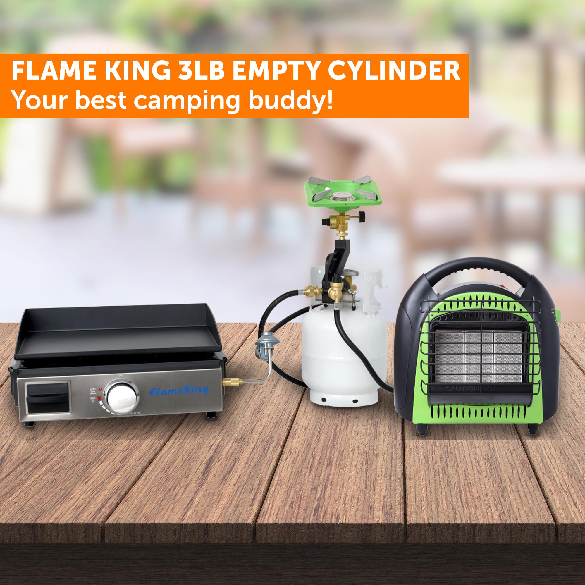 3LB Flame King Empty Steel Propane Tank Cylinder with Gauge and OPD Valves for Grills and BBQs, Camping, Fishing, & Outdoor Activities