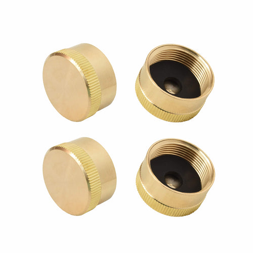 Flame King 4-Pc Universal Solid Brass Caps for 1LB Propane Bottle Gas Tank Cylinders AB228