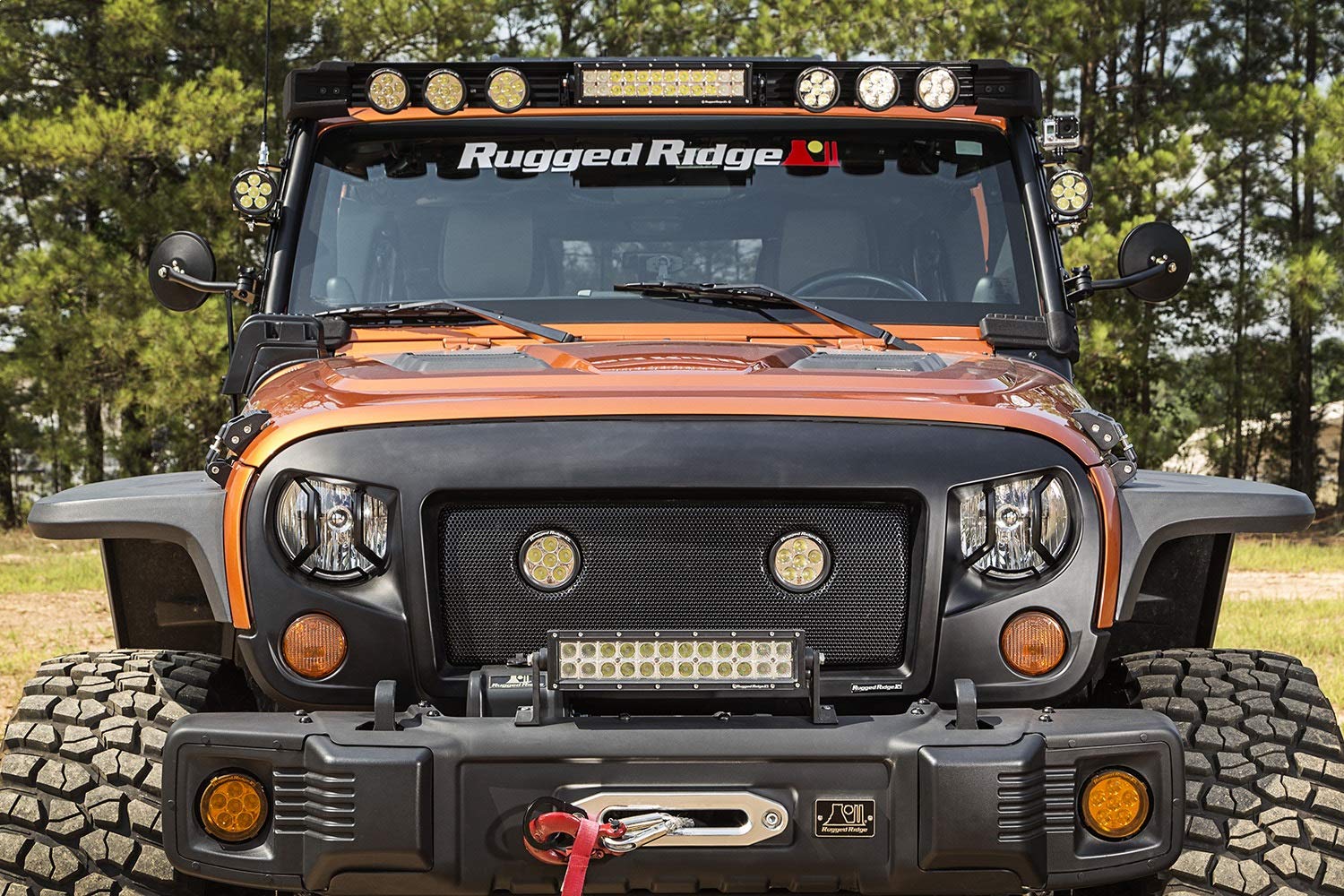 Elite Euro Guard Kit | Rugged Ridge, Headlight, Textured Black | 11230.12 | Fits 2007-2018 Jeep Wrangler JK/JKU