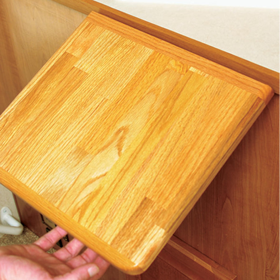 Camco Camper/RV Oak Accent Countertop Extension - Designed w Oak - Features Non-Toxic Gloss Finish & Metal Piano Hinge for Easy Folding - Measures 12” x 13.5” x .75” (43421)