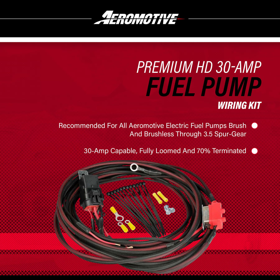 Fuel Pump Wiring Harness Relay Kit Aeromotive 16307, 30 Amp, 20' Long Wire