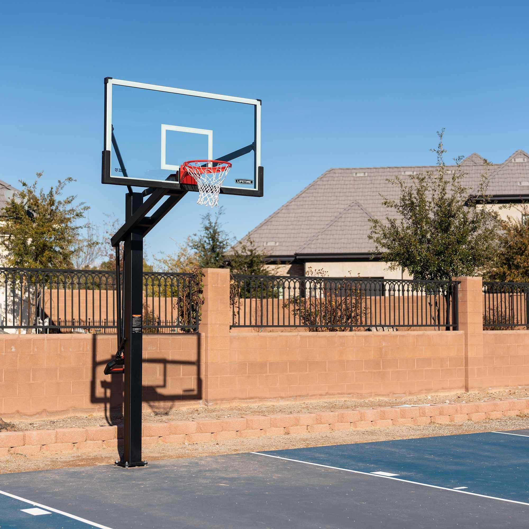 Mammoth 72" Lifetime Deluxe In-Ground Basketball Hoop, Mammoth Lift Adjustable Height, Tempered Glass Backboard Bolt Down System