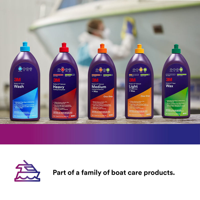 3M Heavy Cutting Compound Perfect-It Gelcoat, 1 Quart – Fast Cutting Marine Oxidation Remover for Boat & RV Gelcoat Surfaces
