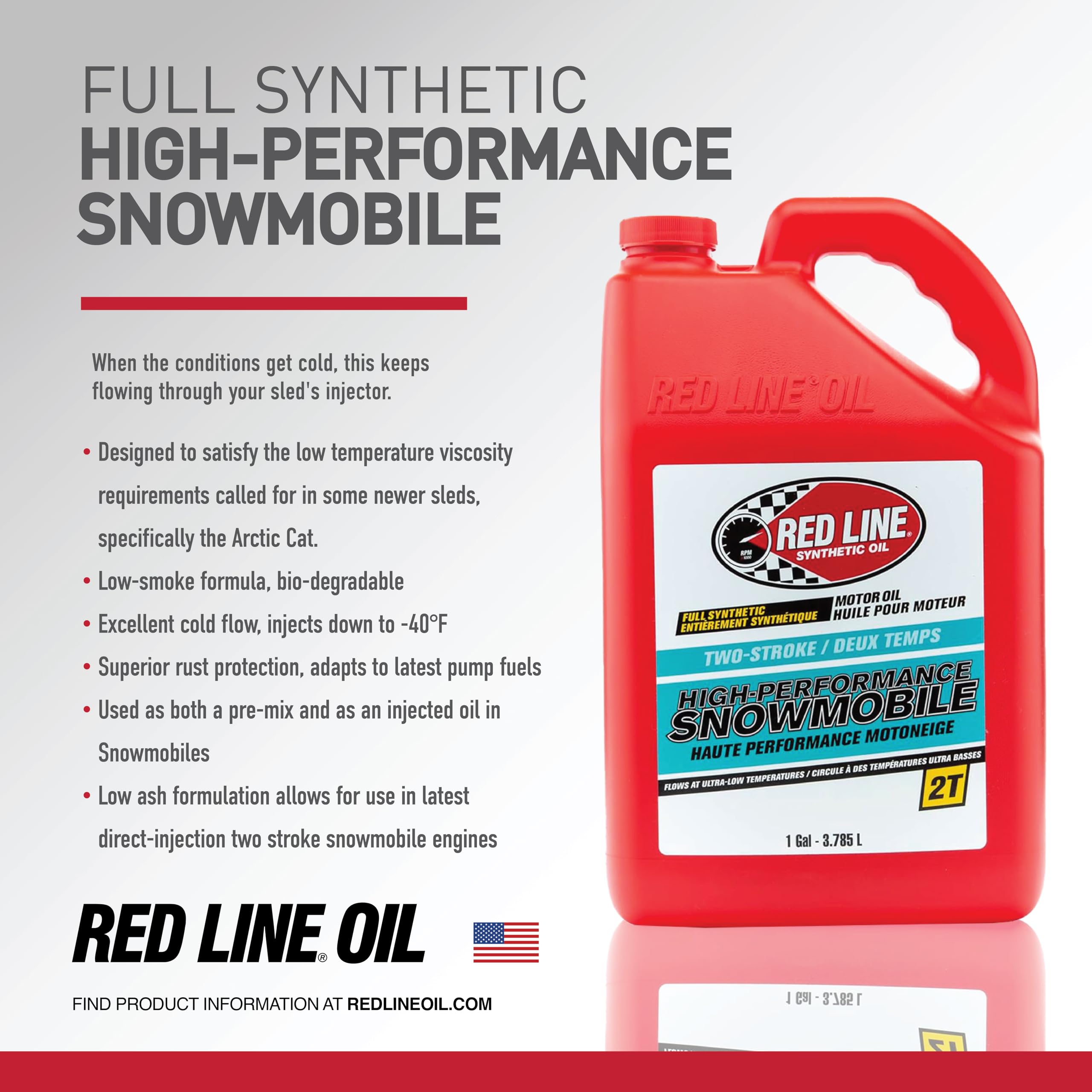 Snowmobile Oil Red Line 41005 Two-Stroke Synthetic - Gallon