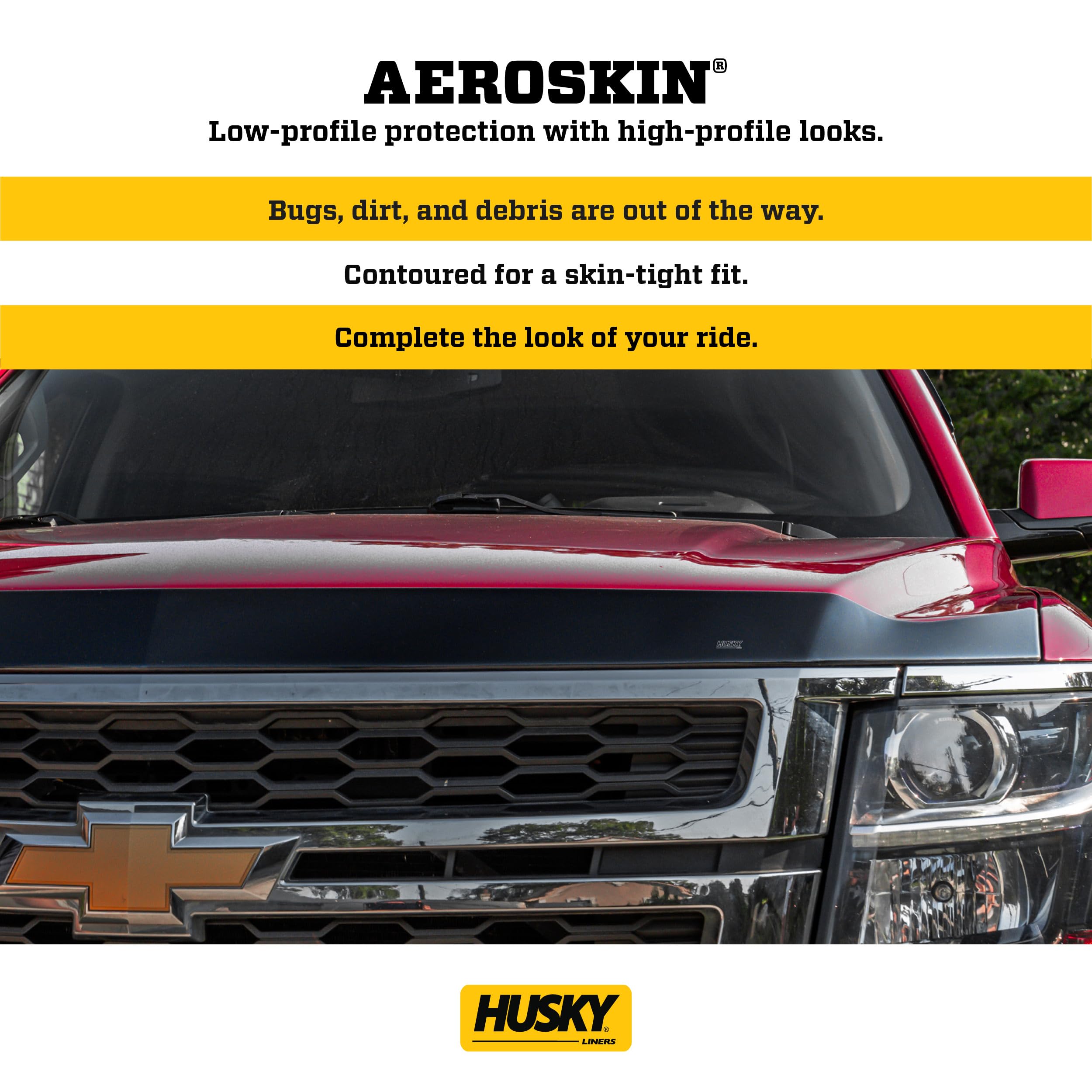 Aeroskin Hood Protector Husky Liners | Fits 2018-2026 Jeep Wrangler(JL) 2-Door; 2020-2026 Jeep Gladiator | Low Profile Deflector/Bug Shield - 1 pc., Matte Black | 2877156