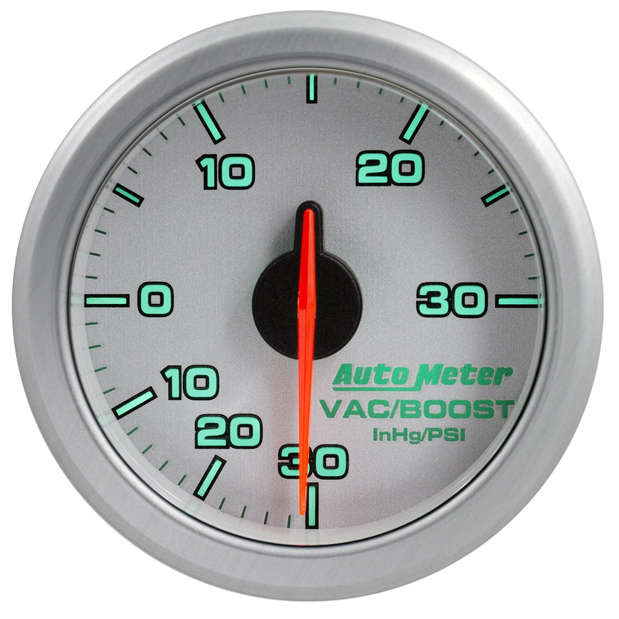 AutoMeter 9159-UL Auto Meter 2-1/16" Boost/Vac, 30 in Hg/30 Psi, Airdrive, Silver