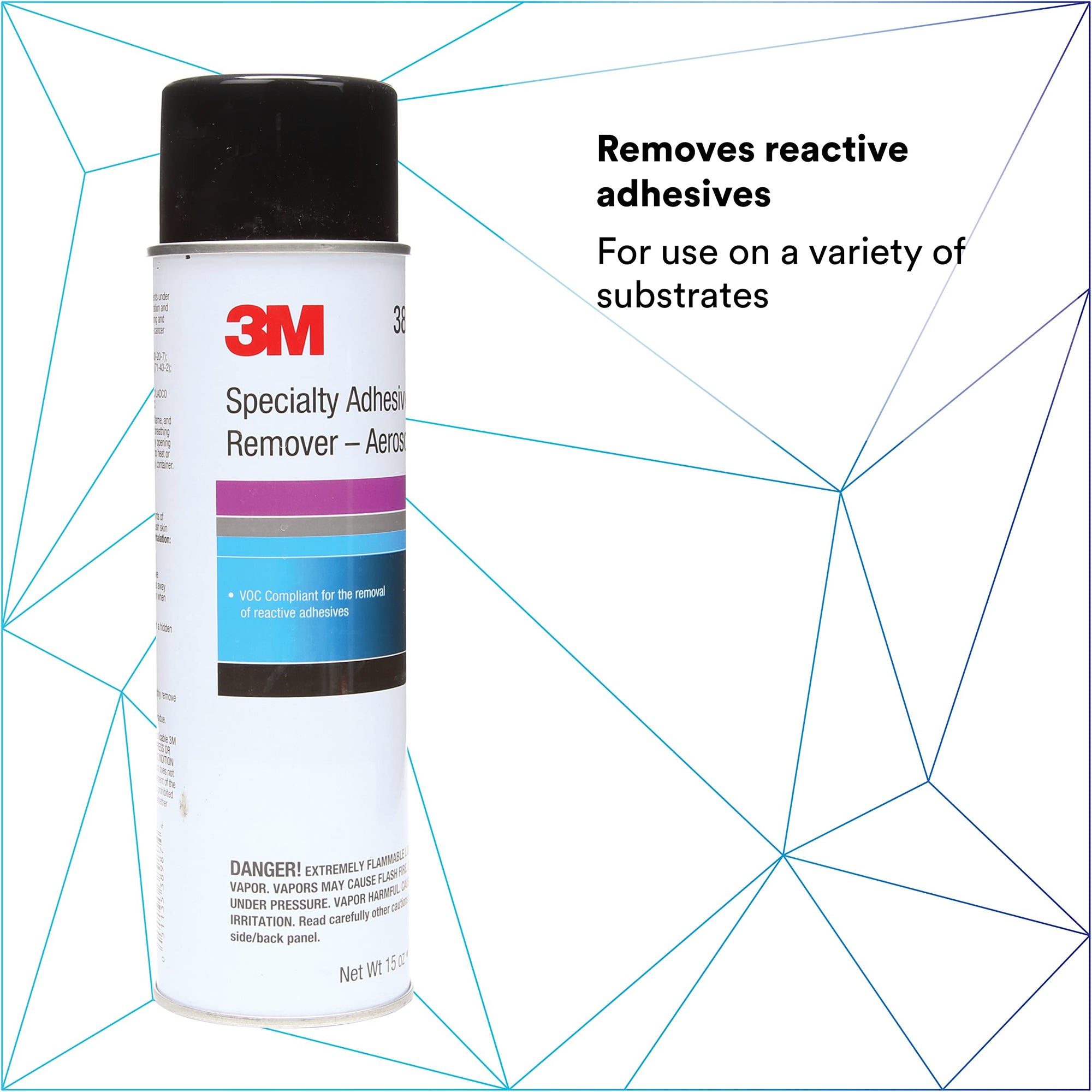 3M 38987 Specialty Adhesive Remover, Solvent-Based, Removes Reactive Adhesives, 15 fl oz