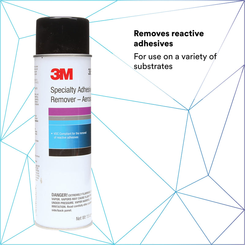 3M 38987 Specialty Adhesive Remover, Solvent-Based, Removes Reactive Adhesives, 15 fl oz
