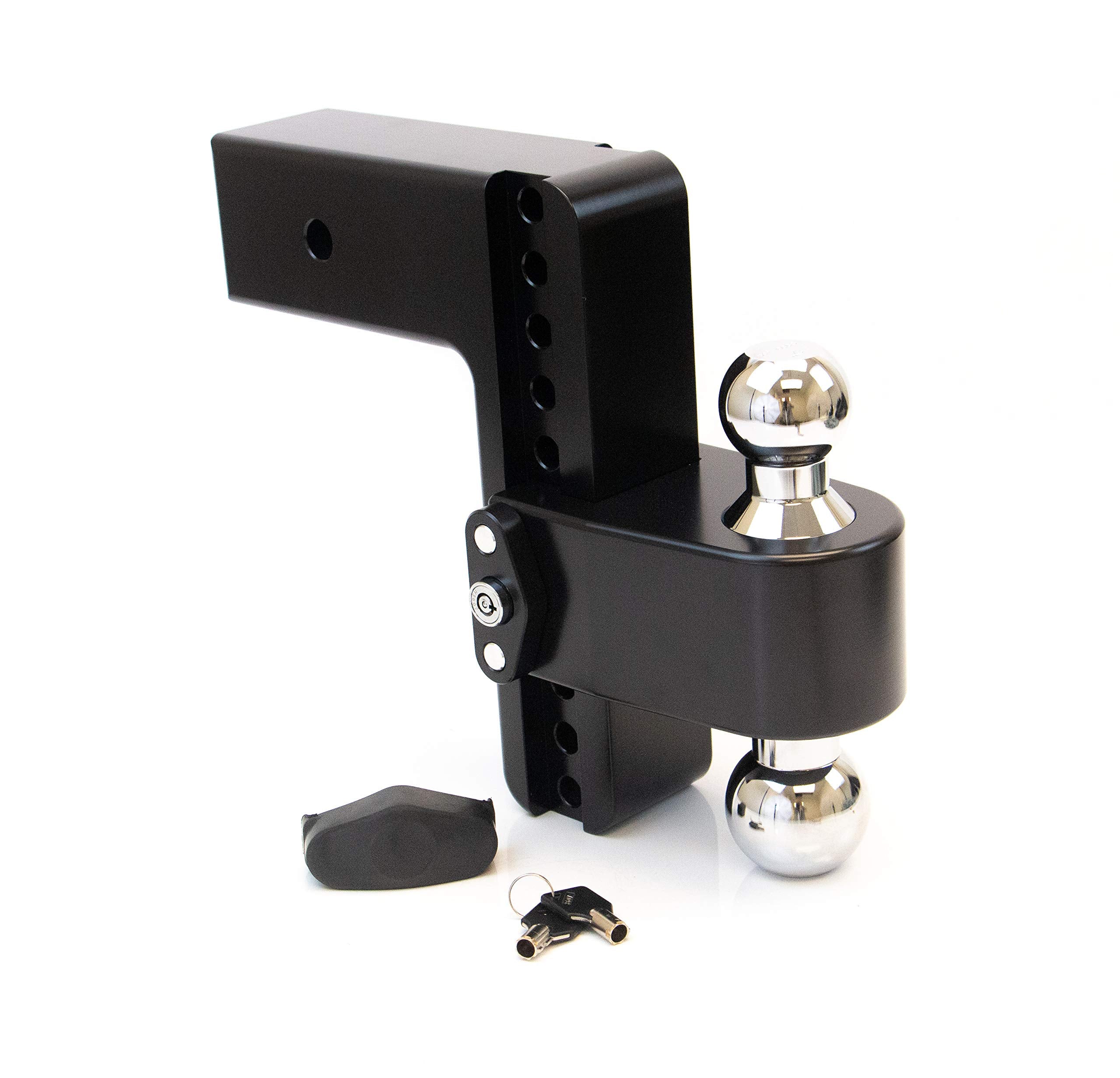 Weigh Safe CTB83CERBLA, 180 Hitch 8" Drop w/ 3" Shank/Shaft, Adjustable Aluminum Trailer Hitch & Ball Mount, Chrome Plated Combo Ball (2" & 2-5/16") & a Double-pin Key Lock CERAKOTE Black