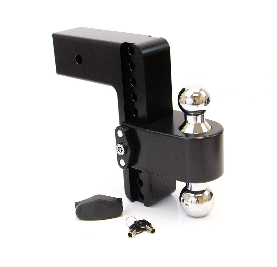 Weigh Safe CTB83CERBLA, 180 Hitch 8" Drop w/ 3" Shank/Shaft, Adjustable Aluminum Trailer Hitch & Ball Mount, Chrome Plated Combo Ball (2" & 2-5/16") & a Double-pin Key Lock CERAKOTE Black