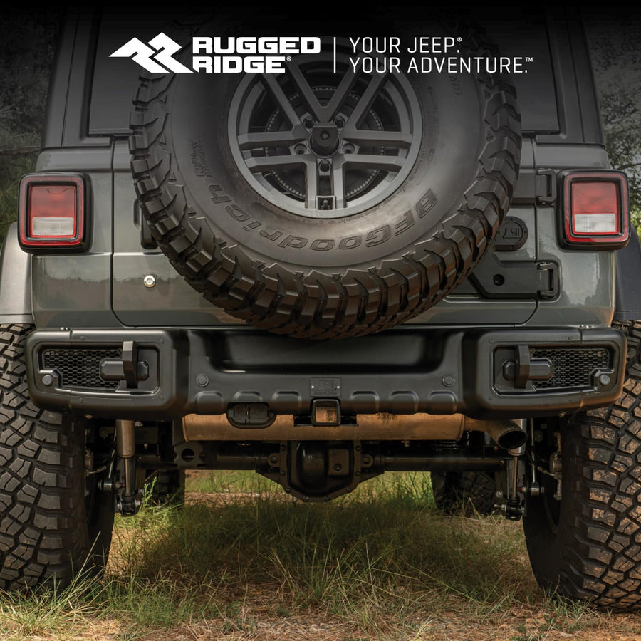 Rugged Ridge Rear Spartacus Bumper | Mid-Width, Steel, Satin Black | 11544.51 | Fits 2007-2018 Jeep Wrangler Jk