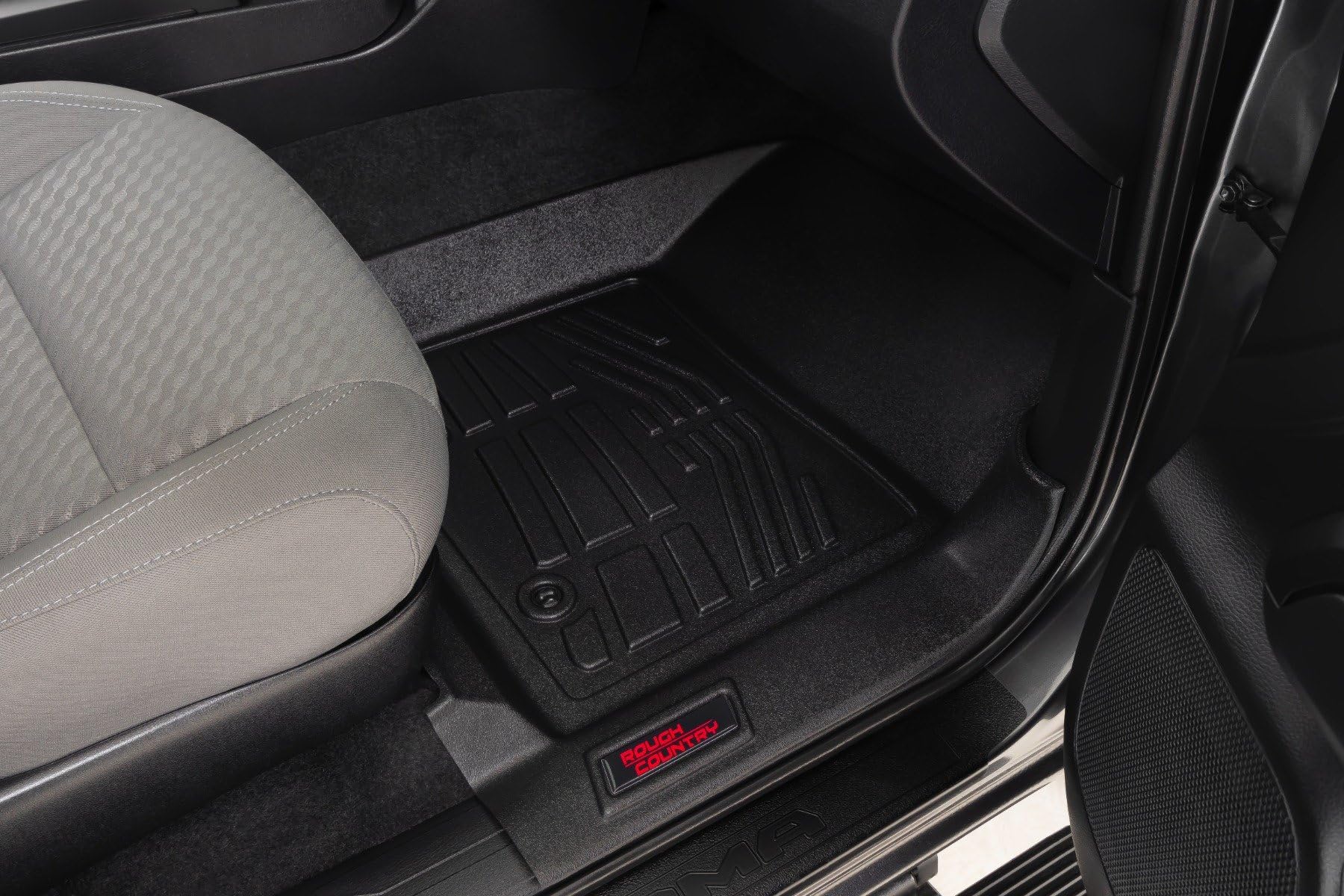 Sure-Fit Rough Country Front Floor Mats for Toyota Tacoma (2016-2023) - Waterproof, Non-Slip Flexible Floor Mat, Front Set