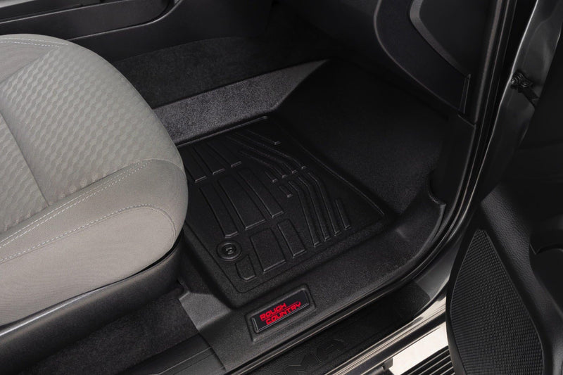 Sure-Fit Rough Country Front Floor Mats for Toyota Tacoma (2016-2023) - Waterproof, Non-Slip Flexible Floor Mat, Front Set