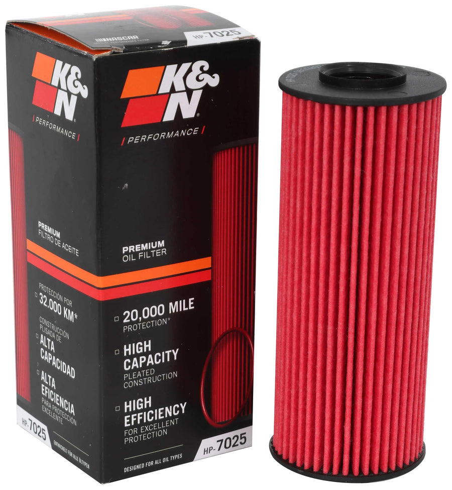 K&N Oil Filter Premium: 20,000 Mile Engine Protection, High Capacity/High Efficiency: Compatible with CHRYSLER/DODGE/JEEP/RAM (See Product Description for Select Models), HP-7025