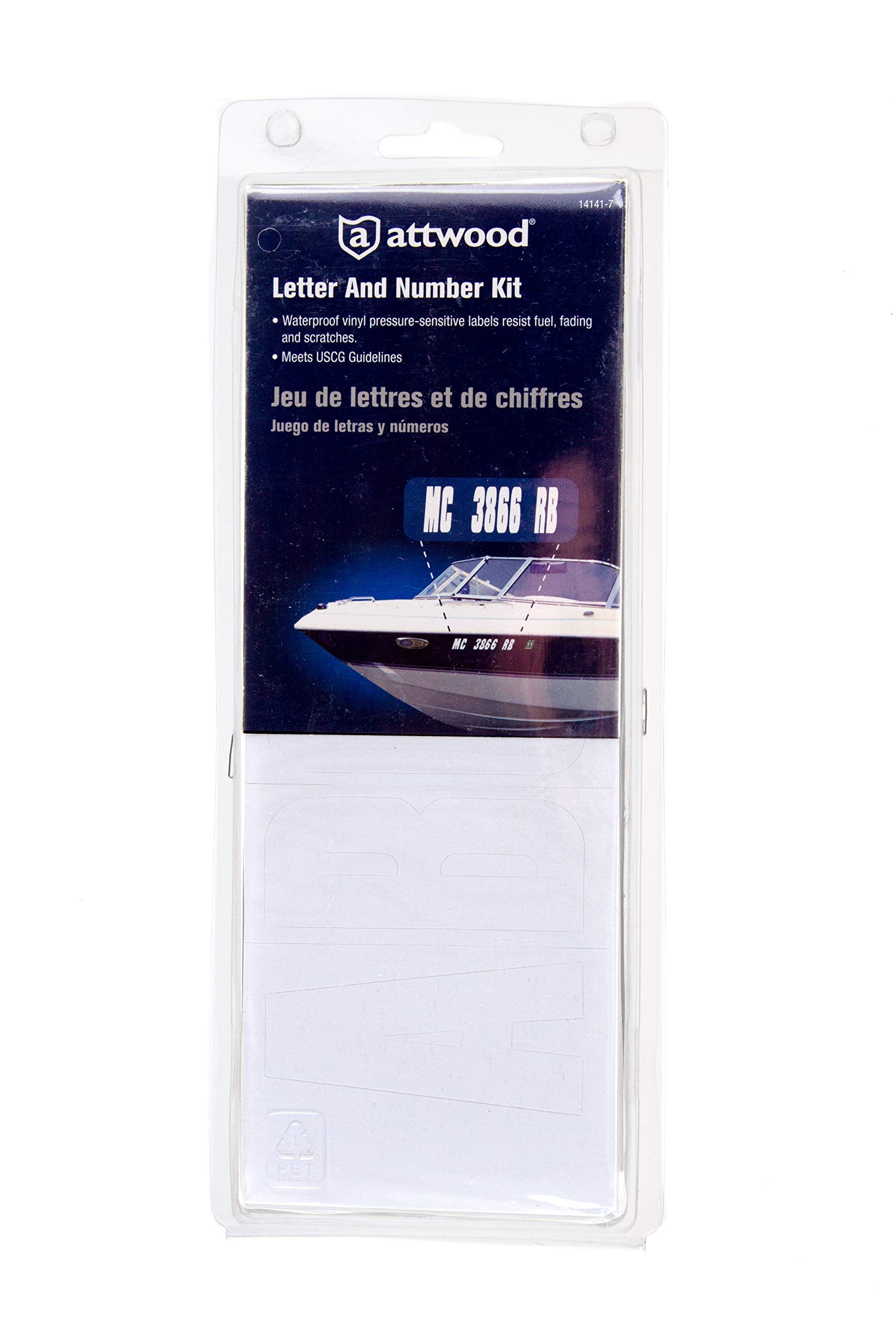 148-Piece Attwood Waterproof Vinyl Boating Letter and Number Kit, White Finish