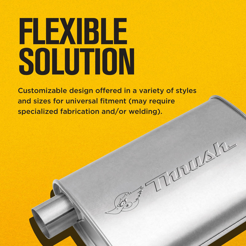 Thrush Muffler Performance Tone Mellow Inlet 3 Pipe Connection Offset Outlet 3 Center
