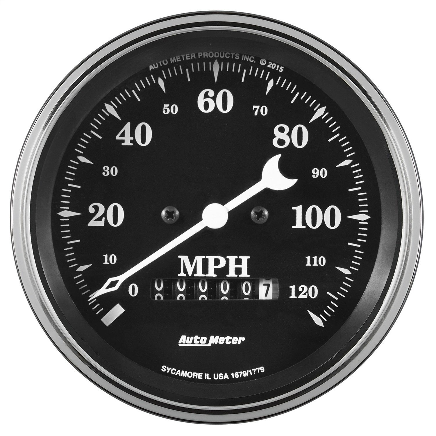Speedometer AutoMeter 1779 Gauge (Old TYME Black Gauge, Speedo., 3 3/8", 120Mph, Elec. Prog.with Wheel Odo, Old TYME Black)