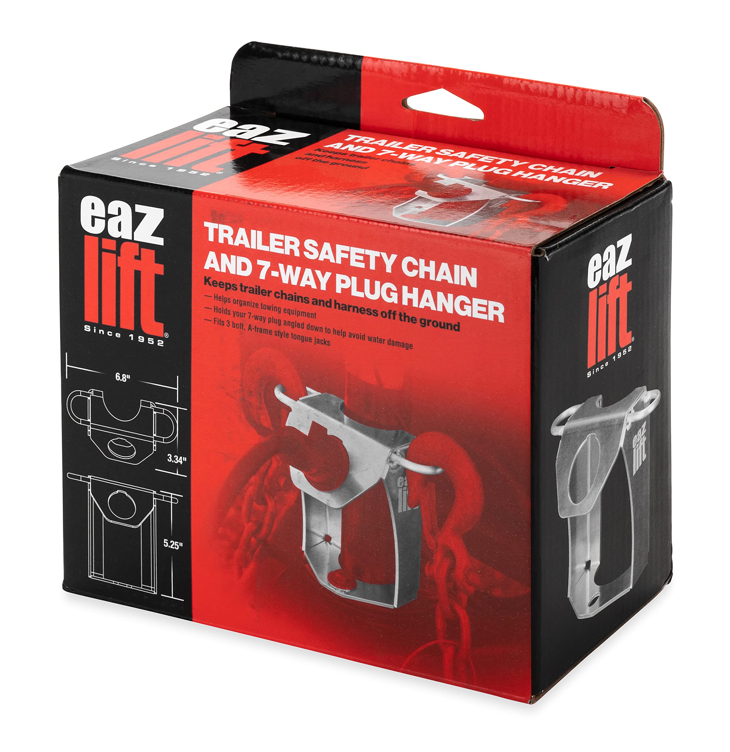 Camco Eaz-Lift 7-Way Plug/Cable Storage and Trailer Safety Chain | Aids in Keeping Your Trailer Harness Off The Ground While Parked | Easy to Install (50016)