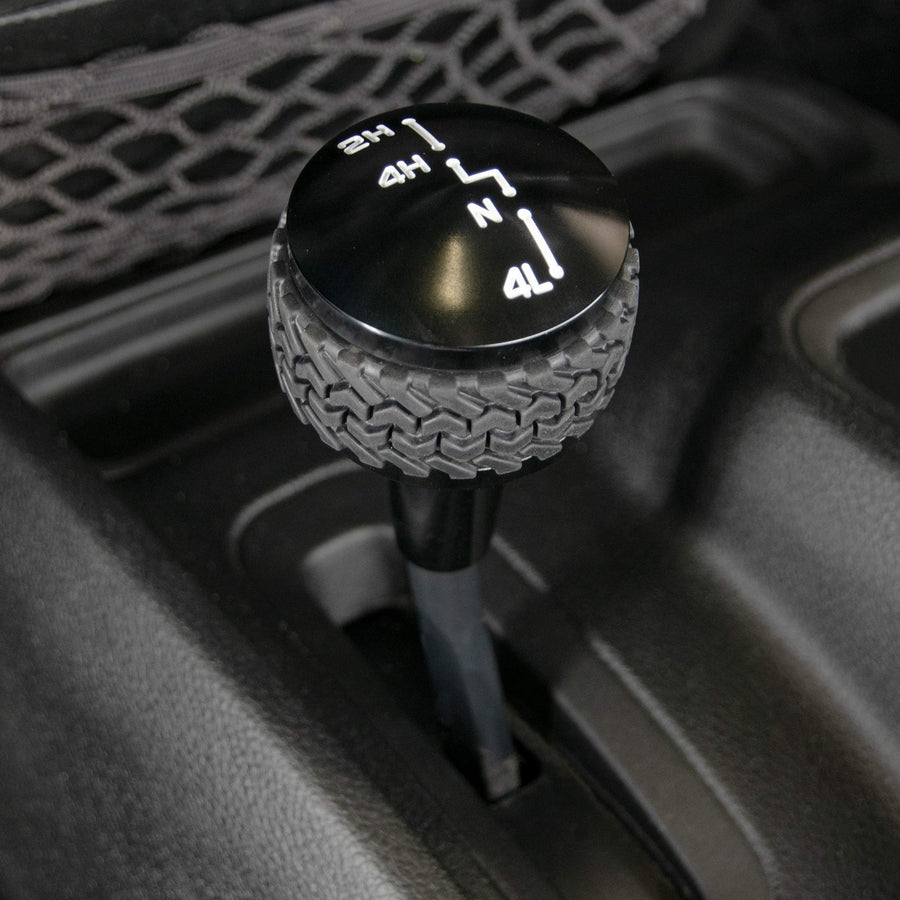2007-2018 Wrangler JK DV8 Offroad Replacement Shift Knob | 4WD Shifter | Billet Aluminum Construction | Rubber Tire Tread Grip