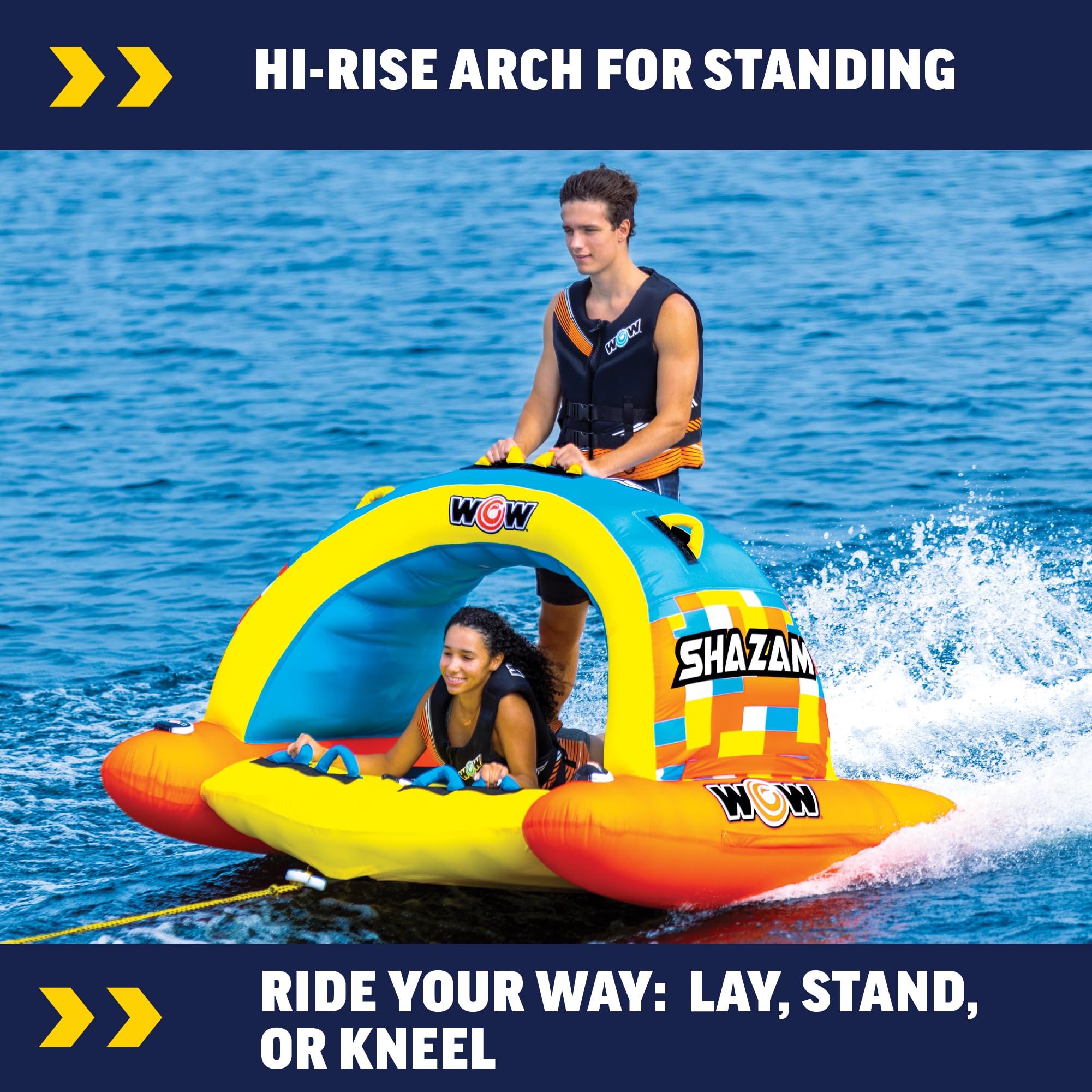Shazam WOW Sports Towable Tube for Boating - 1 to 2 Person Towable - Standing Boating Tubes