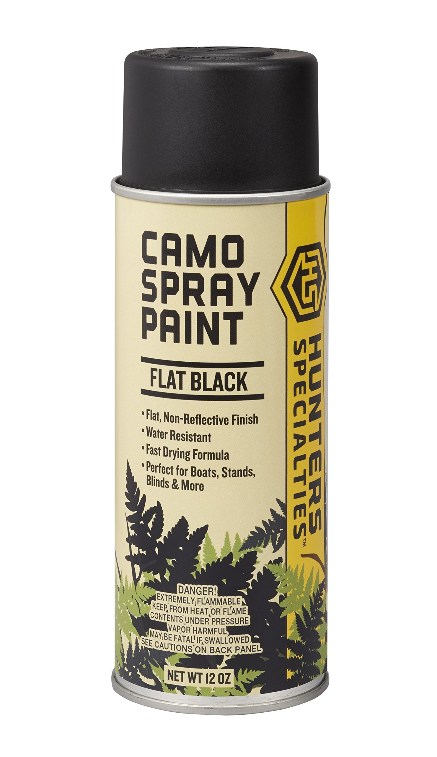 Camo Spray Paint Hunters Specialties - Non-Reflective Finish Water Resistant Fast Drying Paint for Treestands, Decoys, Blinds & Other Hunting Equipment, 12 Oz Spray Can - FLAT BLACK