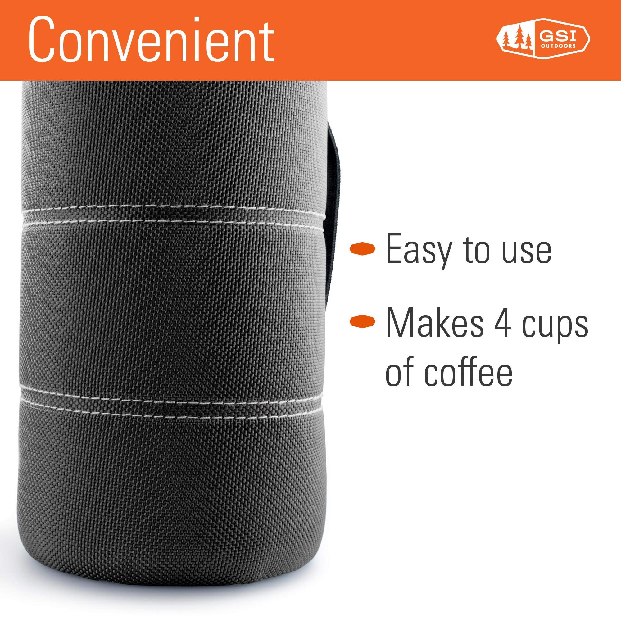 30 Fl Oz GSI Outdoors JavaPress, French Press Coffee Maker for Camping and Travel, Graphite