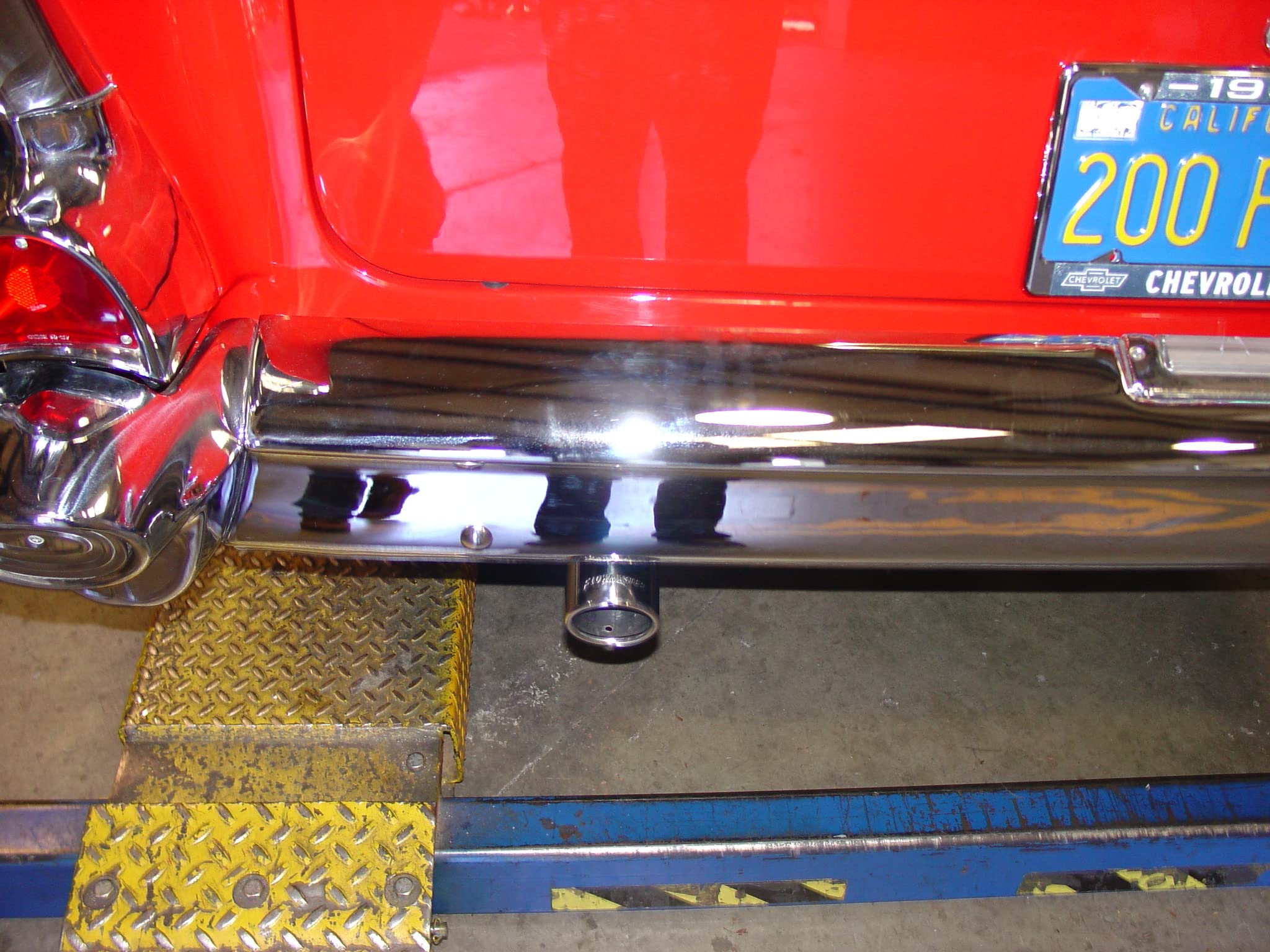 American Thunder Flowmaster 817174 Exhaust Kit 2.5 Inch 409 Stainless Steel Super 44 Mufflers H-Pipe 3 Inch Polished 304 Stainless Steel Tips Compatible with 1955-1957 Chevy 150 210 Bel Air V8