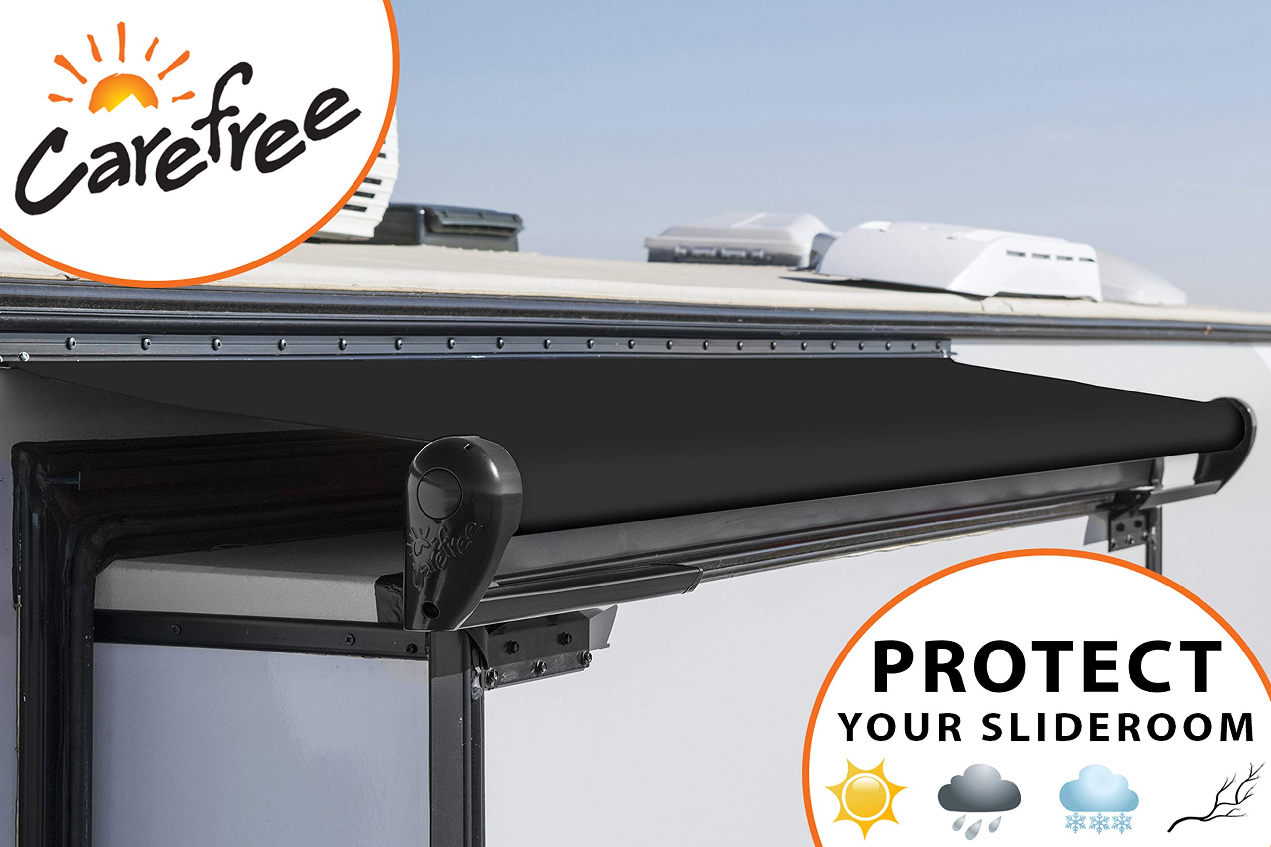 Carefree RV Universal Slideout Awning Fabric Replacement (200" x 150") - Cut to Fit Length, Standard Awning with FLXguard Protection for Pop Out Room (Black)