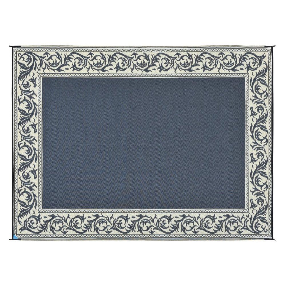 Ming's Mark RA1 Stylish Reversible Classical Camping Patio Mat - 9' x 12', Black/Beige