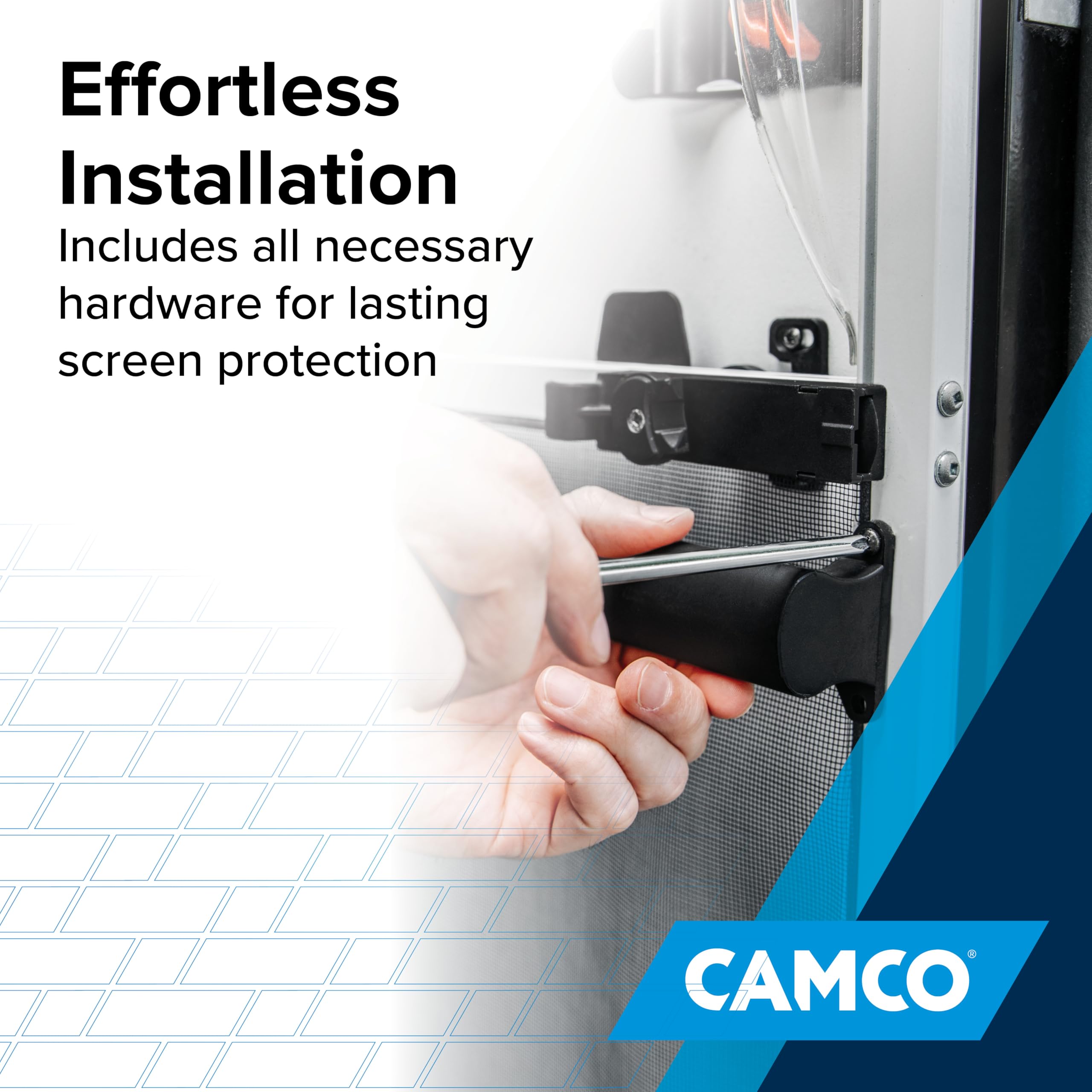 Camco Screen Door Cross Bar Camper/RV - Protects The Door & Allows for Easier Exit from Travel Trailer - Adjusts from 21-5/8-Inches to 28-5/8-Inches (42183)