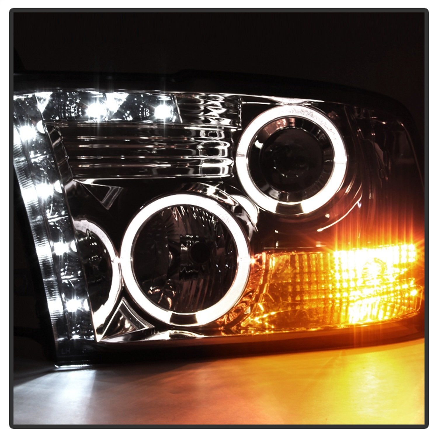 LED Halo Spyder Auto Projector Headlights Chrome/Smoked 5010056