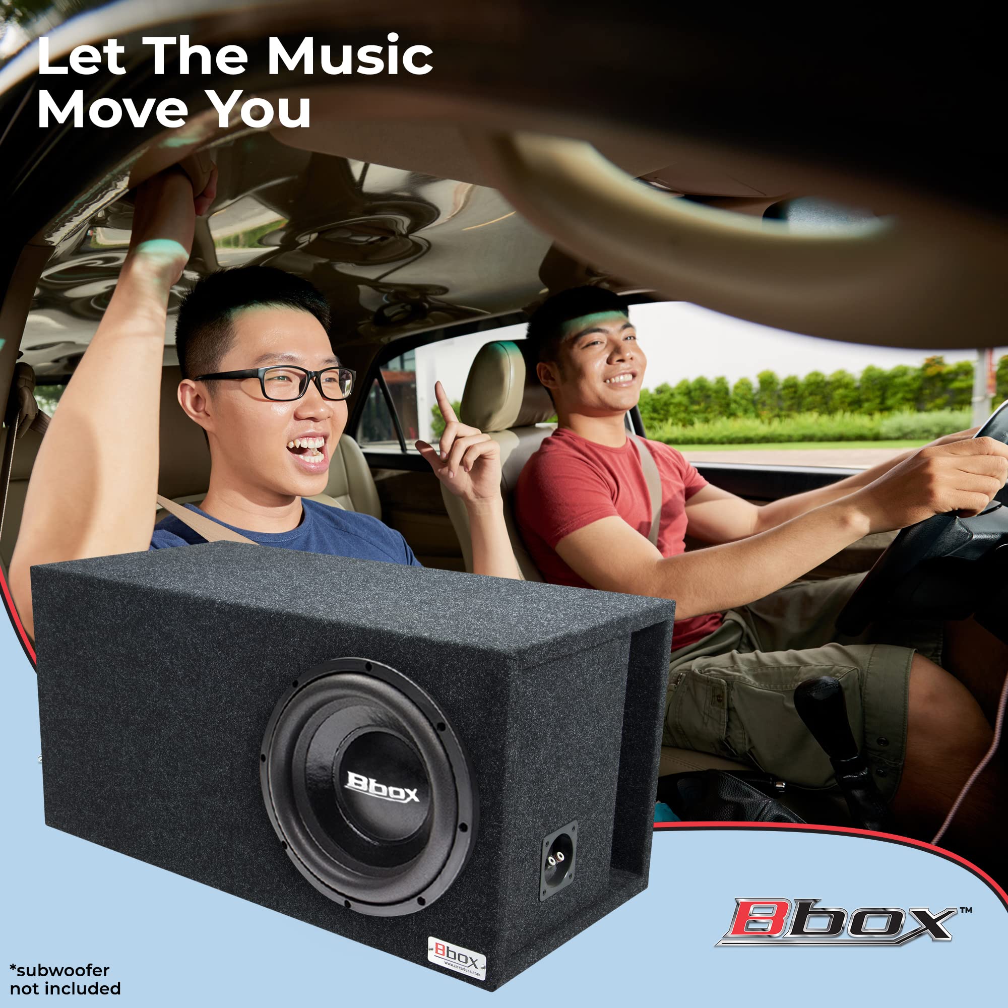 Atrend Single Vented 12 Inch Bbox Subwoofer Enclosure - SPL-Tuned Car Subwoofer Boxes & Enclosures - Premium Subwoofer Box Improves Audio Quality, Sound & Bass - Nickel Finish Terminals