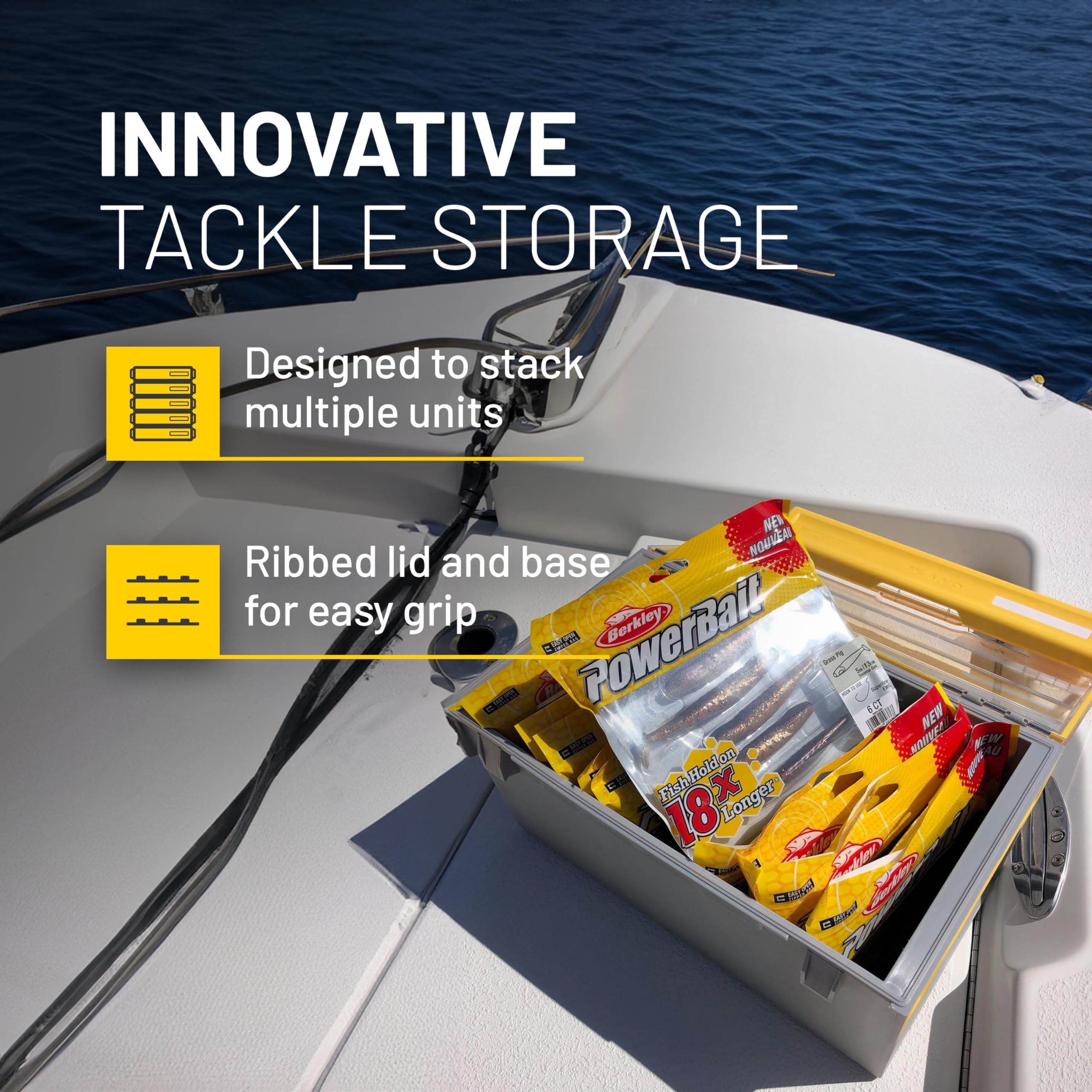 Plano EDGE Bulk Plastics and Tackle Premium Utility Box, Clear and Yellow, Rust-Resistant, Waterproof Bulk Premium Storage Organizer for Plastic Tackle